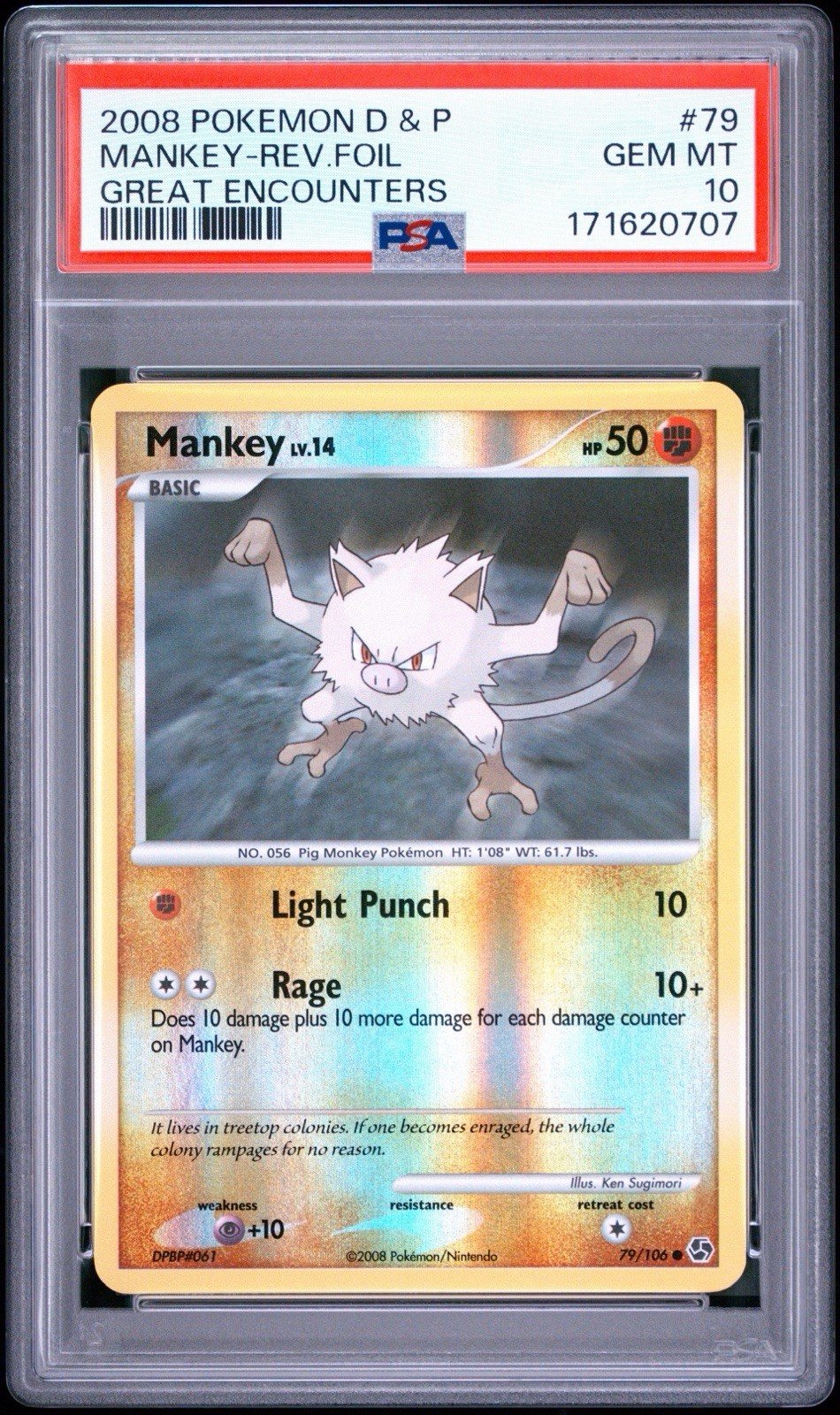 2008 POKEMON D & P- GREAT ENCOUNTERS 79/106 Reverse Foil Mankey POP 4 – Photo 1